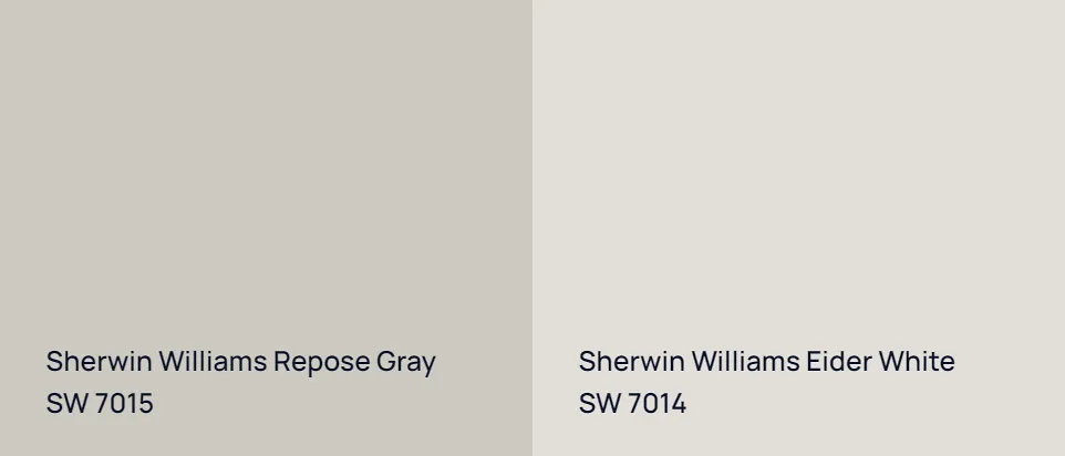 Sherwin Williams Repose Gray SW 7015 vs Sherwin Williams Eider White SW 7014