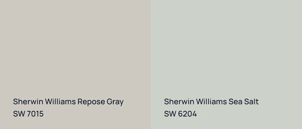 Sherwin Williams Repose Gray SW 7015 vs Sherwin Williams Sea Salt SW 6204