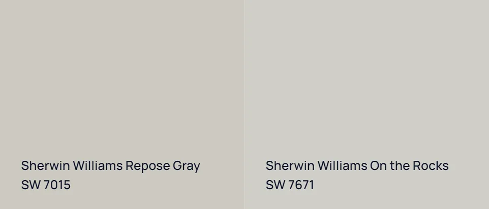 Sherwin Williams Repose Gray SW 7015 vs Sherwin Williams On the Rocks SW 7671