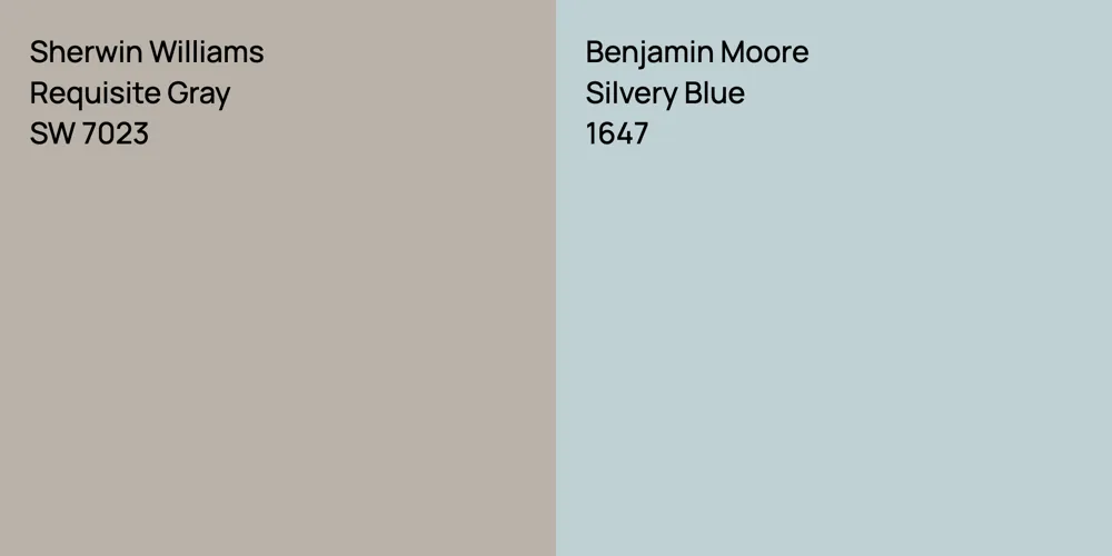 Sherwin Williams Requisite Gray vs. Benjamin Moore Silvery Blue