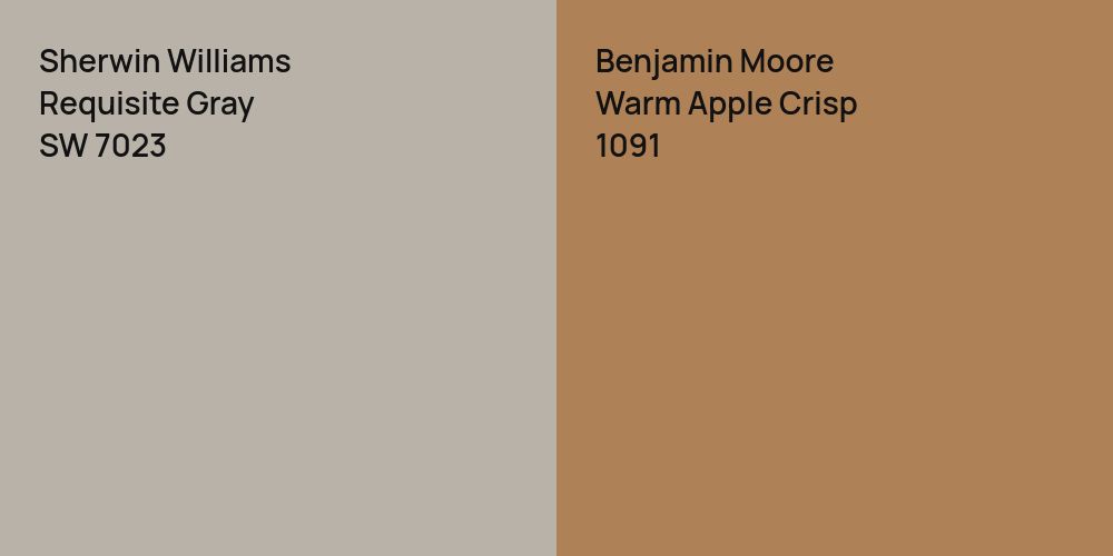 Sherwin Williams Requisite Gray vs. Benjamin Moore Warm Apple Crisp