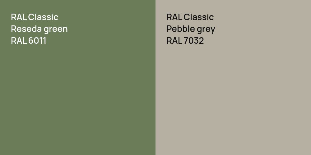 RAL Classic  Reseda green vs. RAL Classic  Pebble grey