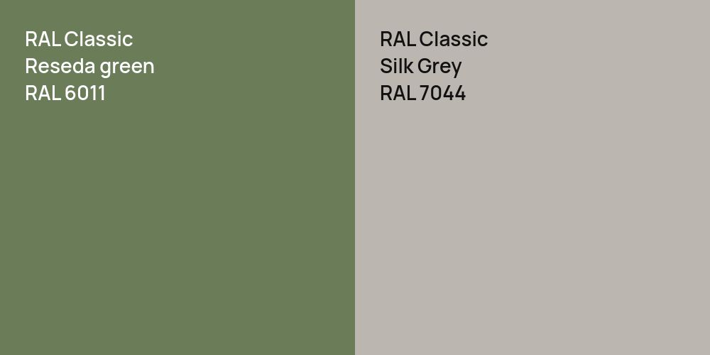 RAL Classic  Reseda green vs. RAL Classic Silk Grey