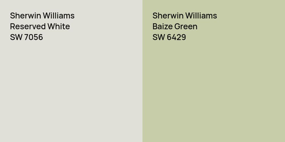 Sherwin Williams Reserved White vs. Sherwin Williams Baize Green