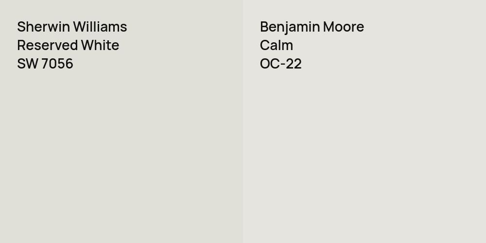 Sherwin Williams Reserved White vs. Benjamin Moore Calm