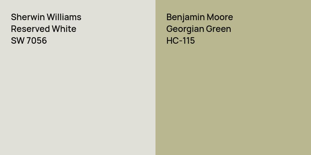 Sherwin Williams Reserved White vs. Benjamin Moore Georgian Green