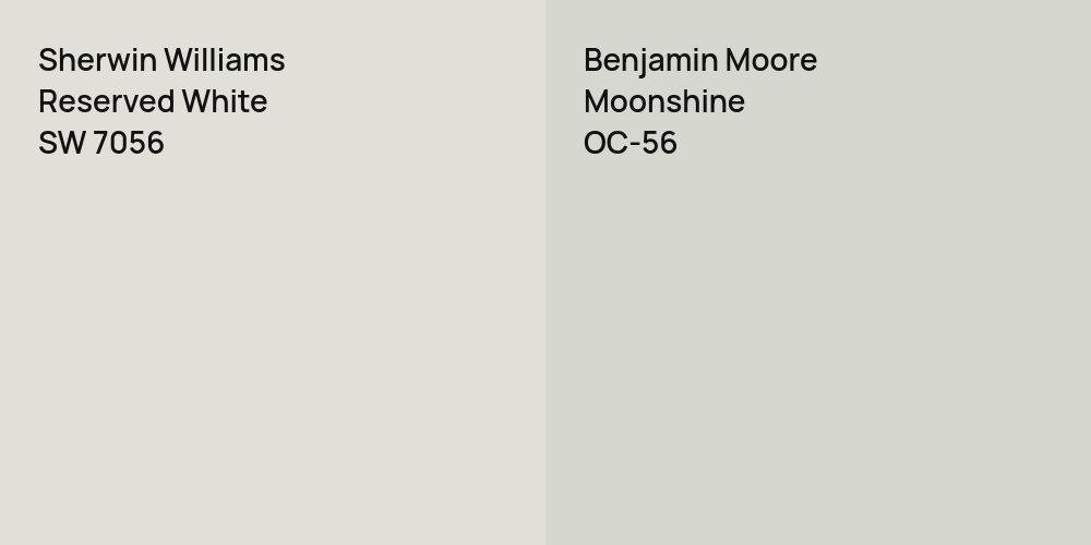 Sherwin Williams Reserved White vs. Benjamin Moore Moonshine