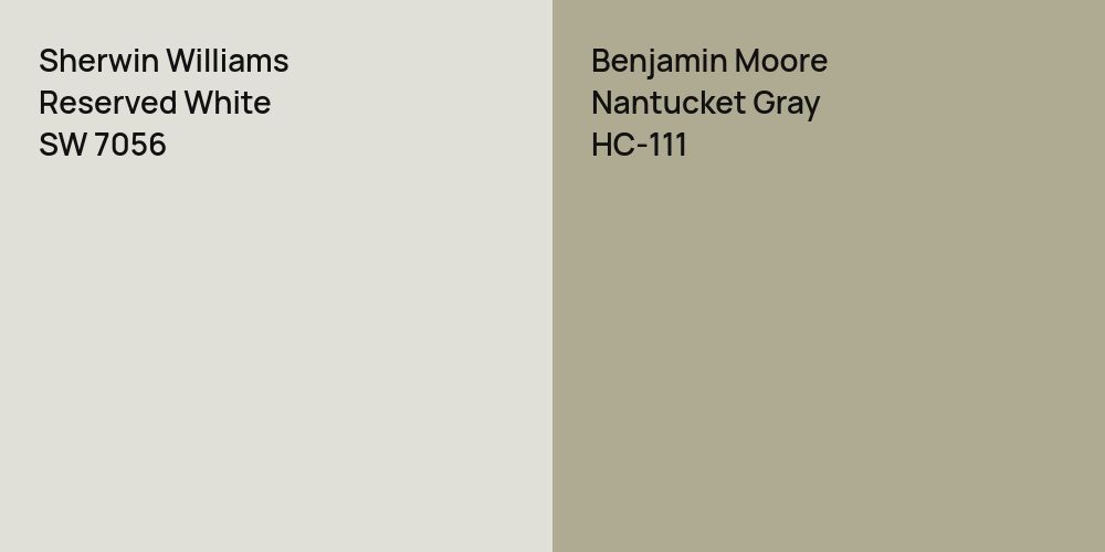 Sherwin Williams Reserved White vs. Benjamin Moore Nantucket Gray