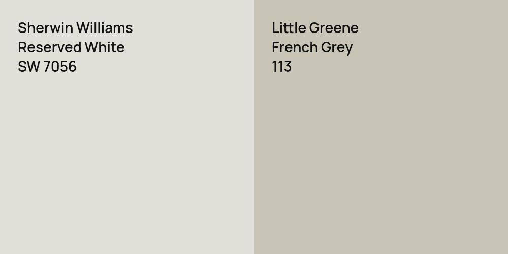 Sherwin Williams Reserved White vs. Little Greene French Grey