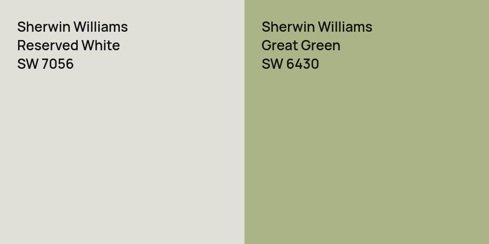 Sherwin Williams Reserved White vs. Sherwin Williams Great Green