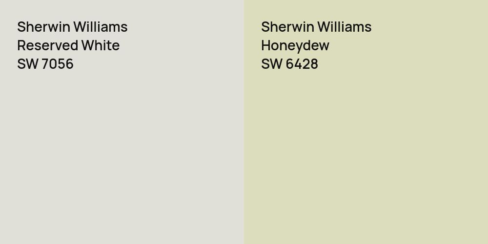 Sherwin Williams Reserved White vs. Sherwin Williams Honeydew