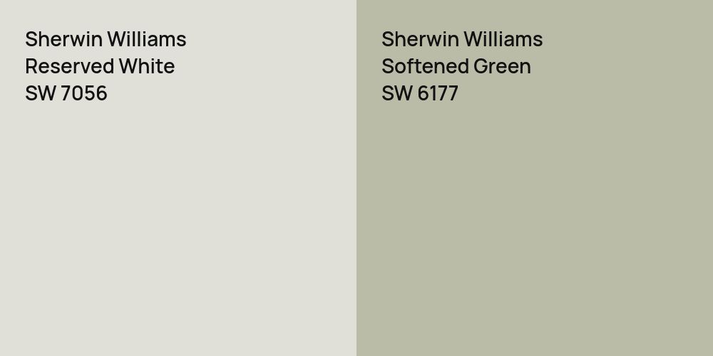 Sherwin Williams Reserved White vs. Sherwin Williams Softened Green