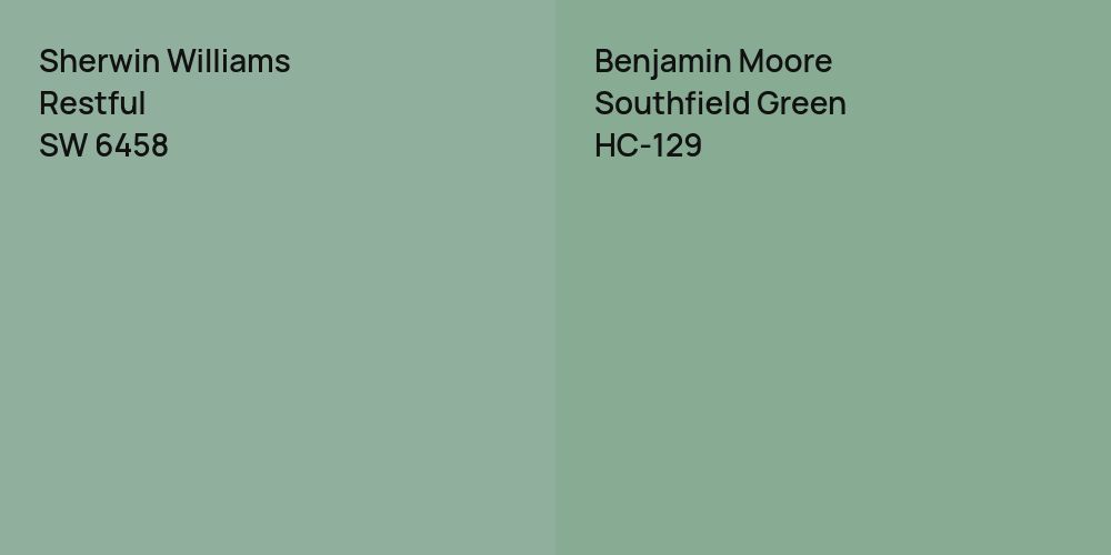 Sherwin Williams Restful vs. Benjamin Moore Southfield Green