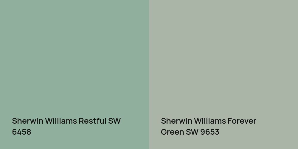 Sherwin Williams Restful vs. Sherwin Williams Forever Green