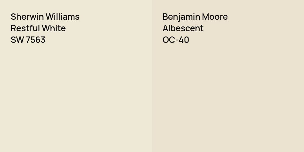 Sherwin Williams Restful White vs. Benjamin Moore Albescent