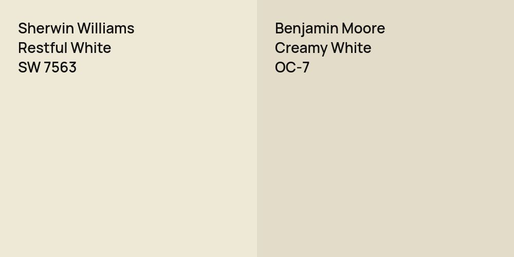 Sherwin Williams Restful White vs. Benjamin Moore Creamy White