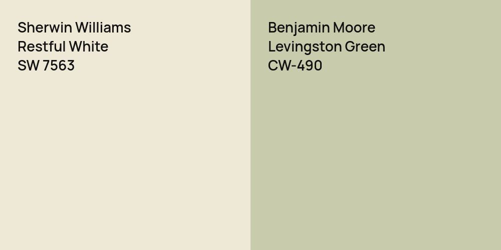 Sherwin Williams Restful White vs. Benjamin Moore Levingston Green