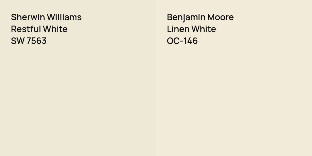 Sherwin Williams Restful White vs. Benjamin Moore Linen White