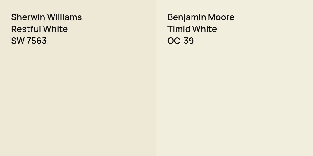 Sherwin Williams Restful White vs. Benjamin Moore Timid White