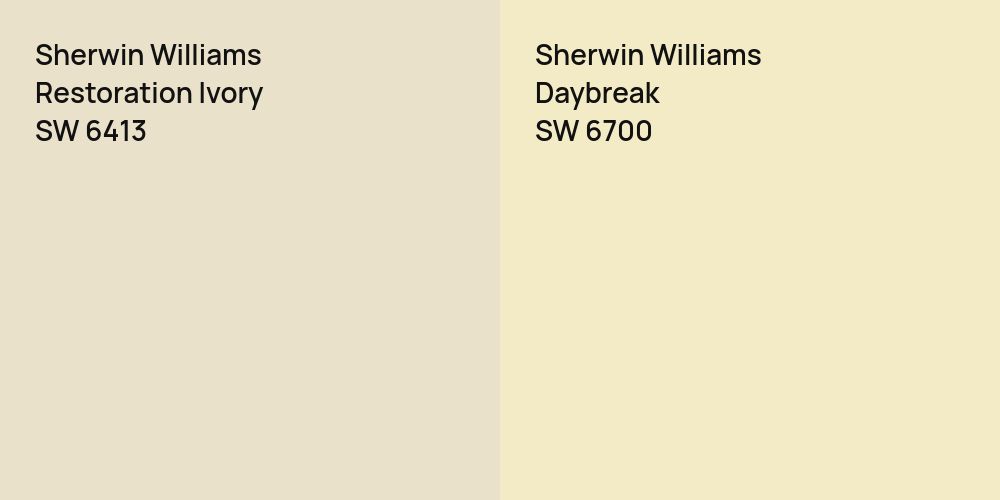 Sherwin Williams Restoration Ivory vs. Sherwin Williams Daybreak