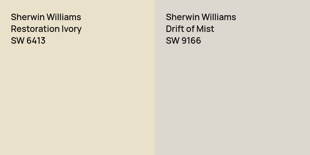 Sherwin Williams Restoration Ivory vs. Sherwin Williams Drift of Mist