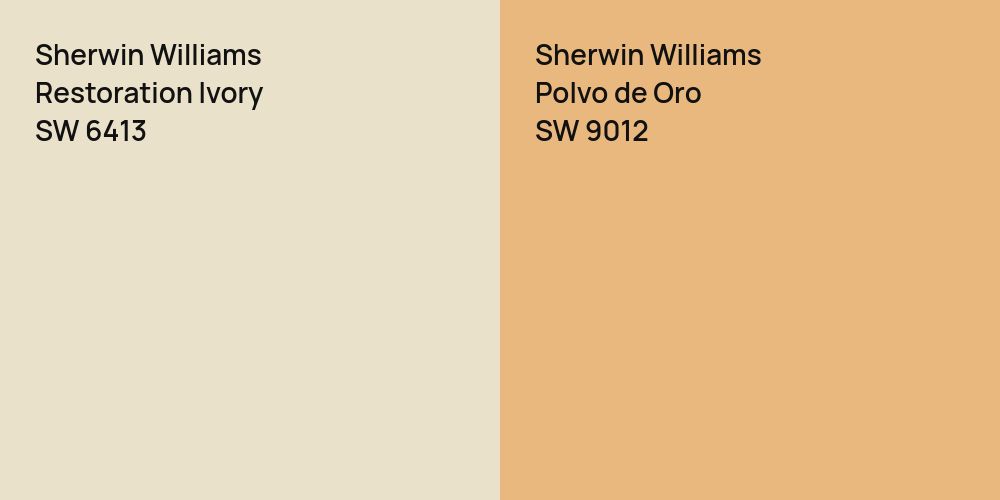 Sherwin Williams Restoration Ivory vs. Sherwin Williams Polvo de Oro