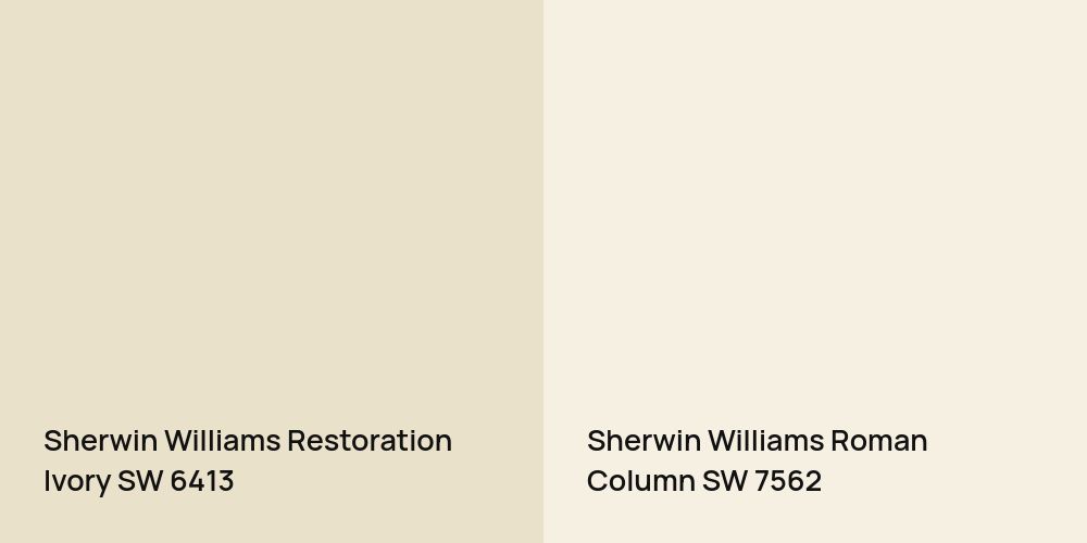 Sherwin Williams Restoration Ivory vs. Sherwin Williams Roman Column