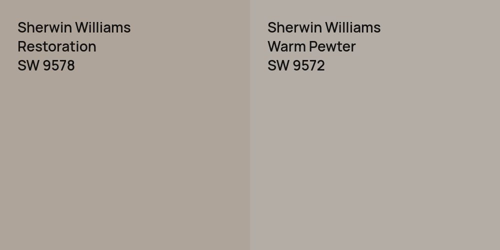 Sherwin Williams Restoration vs. Sherwin Williams Warm Pewter