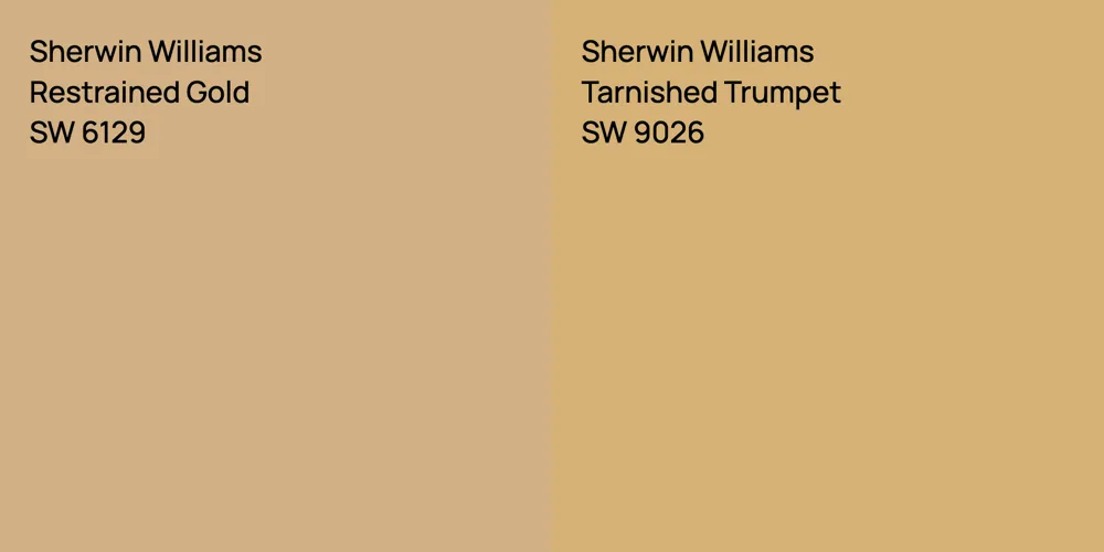 Sherwin Williams Restrained Gold vs. Sherwin Williams Tarnished Trumpet ...