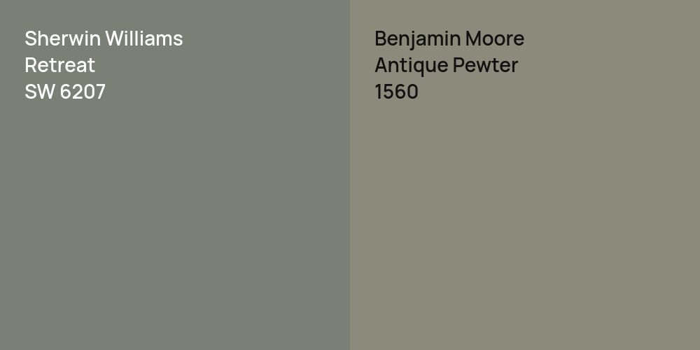 Sherwin Williams Retreat vs. Benjamin Moore Antique Pewter