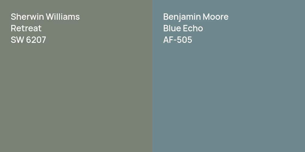 Sherwin Williams Retreat vs. Benjamin Moore Blue Echo