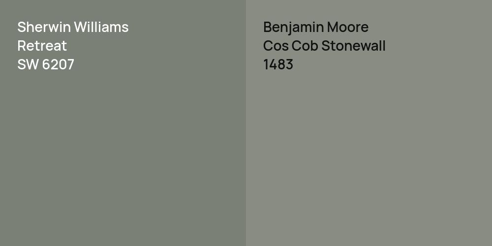 Sherwin Williams Retreat vs. Benjamin Moore Cos Cob Stonewall