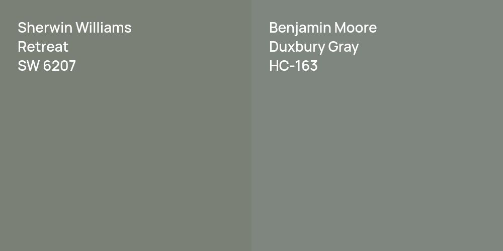 Sherwin Williams Retreat vs. Benjamin Moore Duxbury Gray