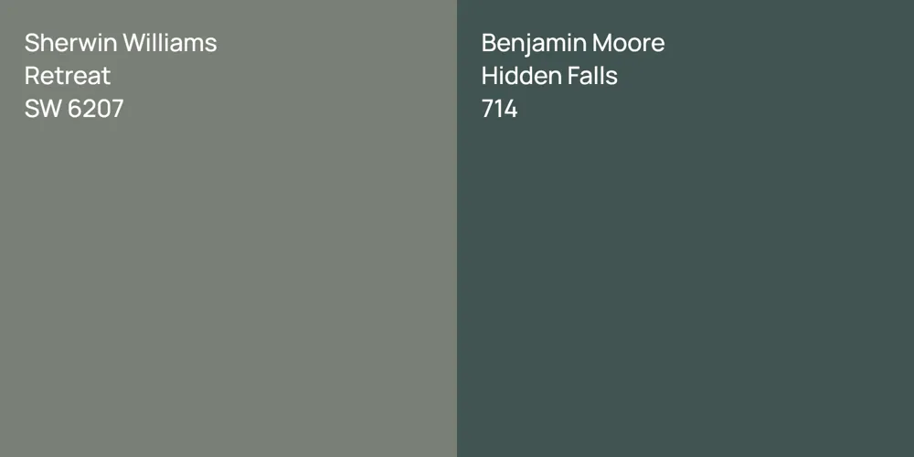 Sherwin Williams Retreat vs. Benjamin Moore Hidden Falls