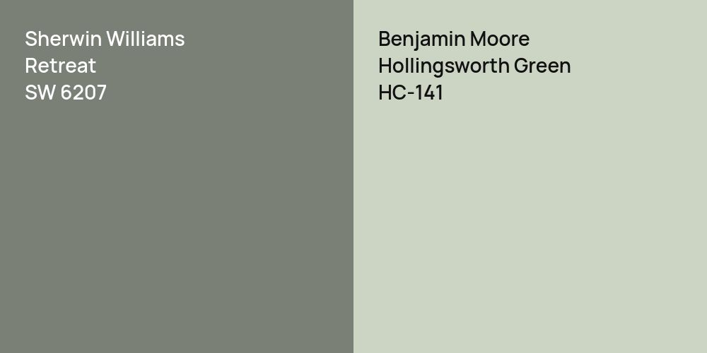 Sherwin Williams Retreat vs. Benjamin Moore Hollingsworth Green