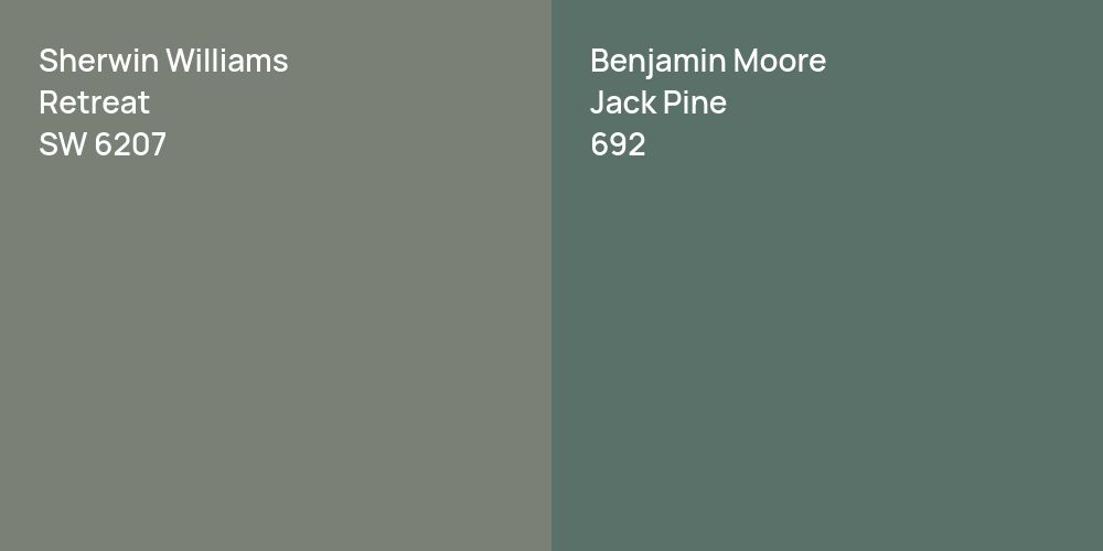 Sherwin Williams Retreat vs. Benjamin Moore Jack Pine