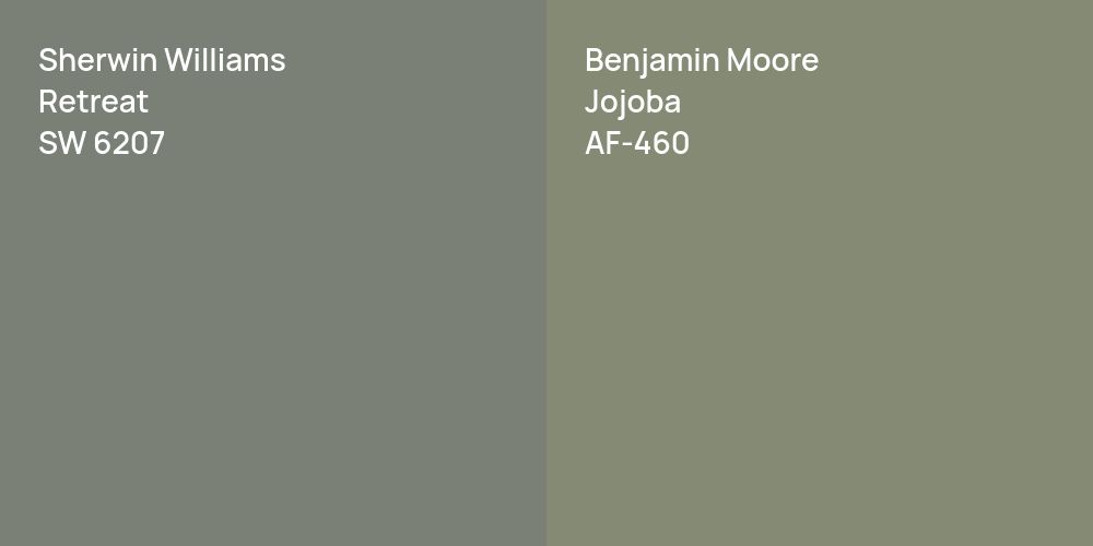 Sherwin Williams Retreat vs. Benjamin Moore Jojoba