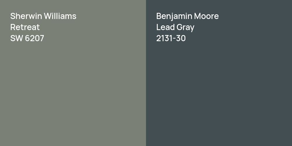 Sherwin Williams Retreat vs. Benjamin Moore Lead Gray