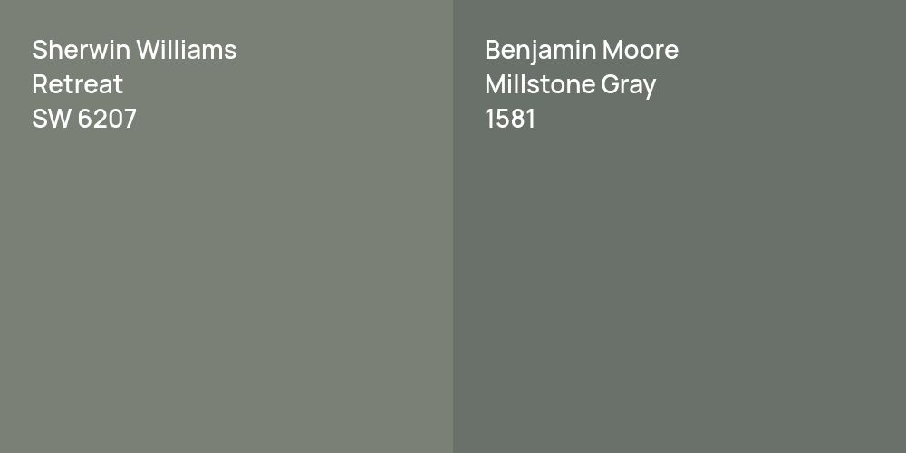 Sherwin Williams Retreat vs. Benjamin Moore Millstone Gray