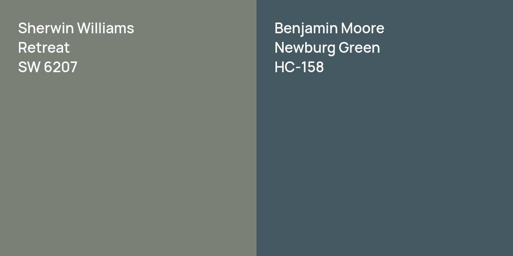 Sherwin Williams Retreat vs. Benjamin Moore Newburg Green