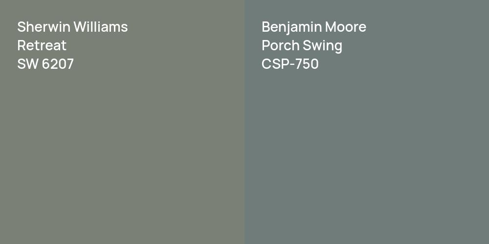 Sherwin Williams Retreat vs. Benjamin Moore Porch Swing