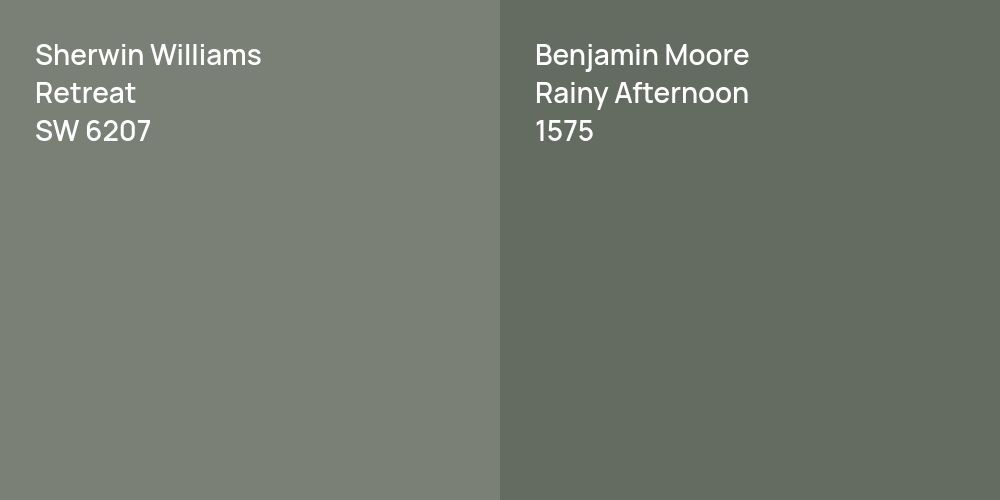 Sherwin Williams Retreat vs. Benjamin Moore Rainy Afternoon