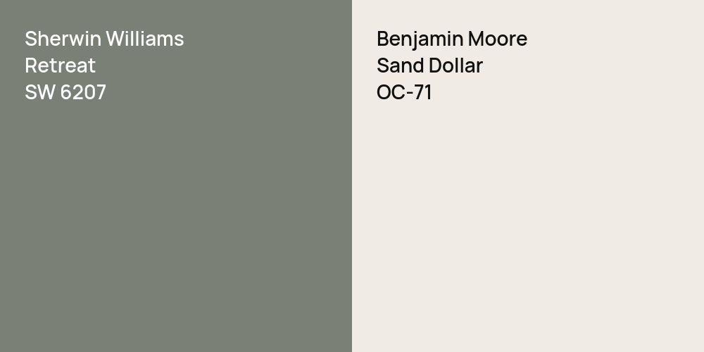 Sherwin Williams Retreat vs. Benjamin Moore Sand Dollar