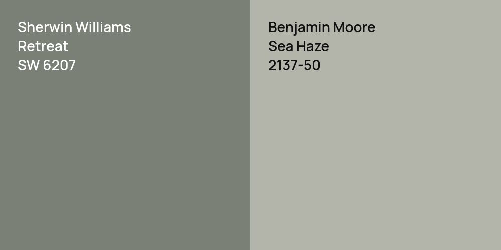 Sherwin Williams Retreat vs. Benjamin Moore Sea Haze