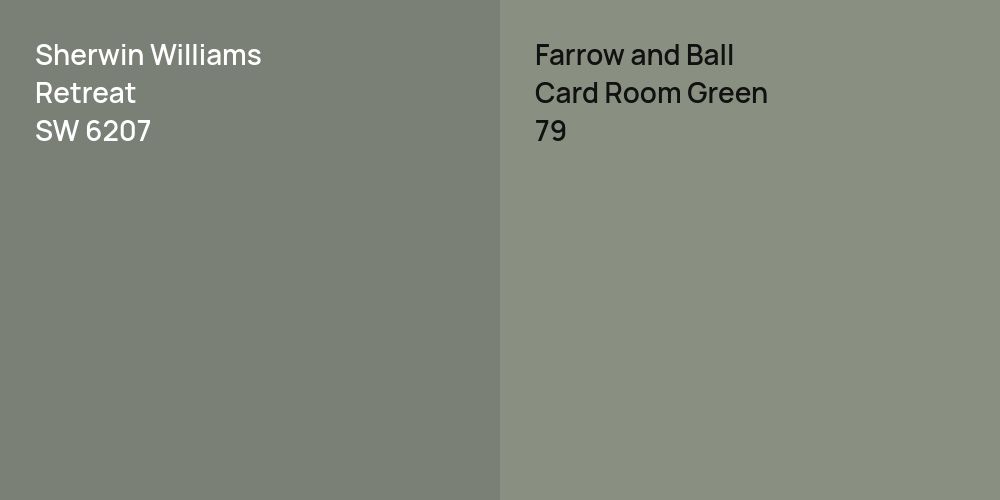 Sherwin Williams Retreat vs. Farrow and Ball Card Room Green