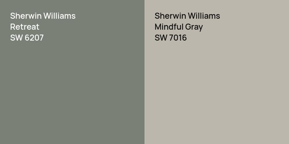 Sherwin Williams Retreat vs. Sherwin Williams Mindful Gray