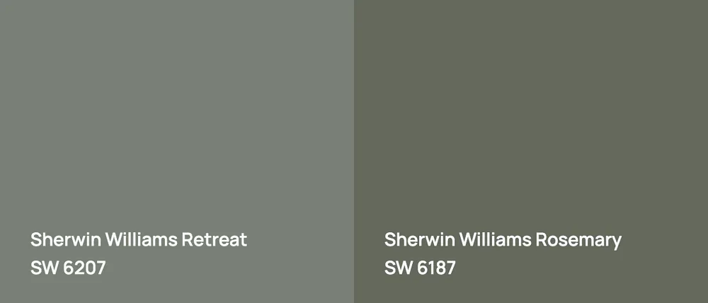 Sherwin Williams Retreat SW 6207 vs Sherwin Williams Rosemary SW 6187