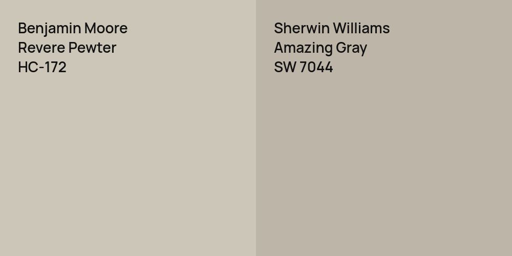 Benjamin Moore Revere Pewter vs. Sherwin Williams Amazing Gray