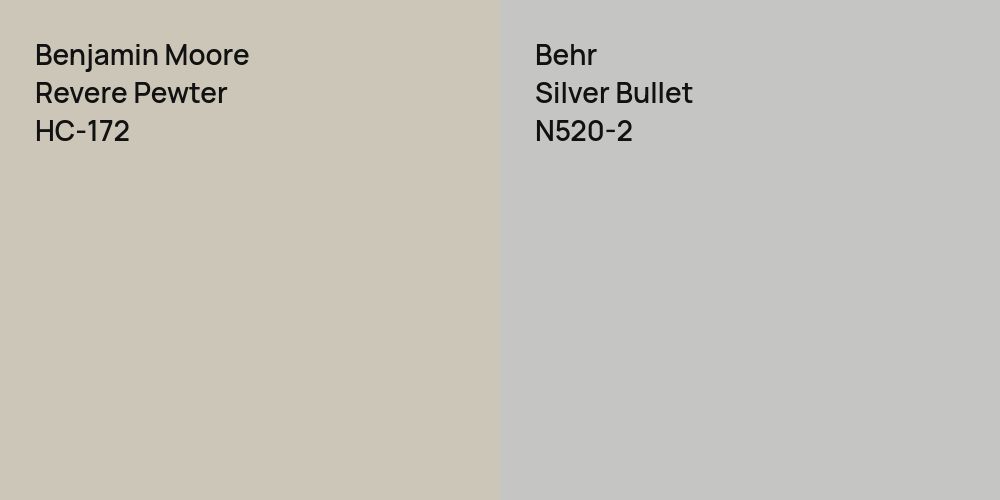 Benjamin Moore Revere Pewter vs. Behr Silver Bullet