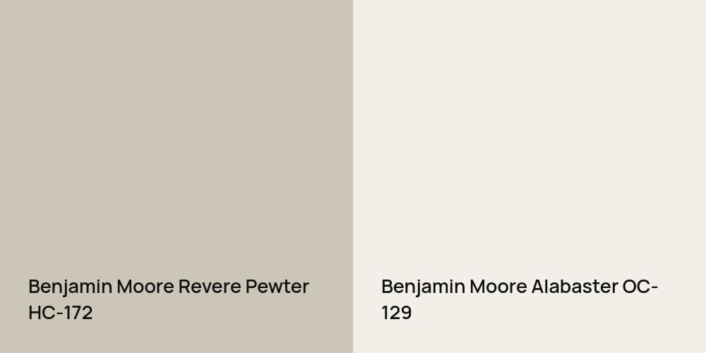 Benjamin Moore Revere Pewter vs. Benjamin Moore Alabaster